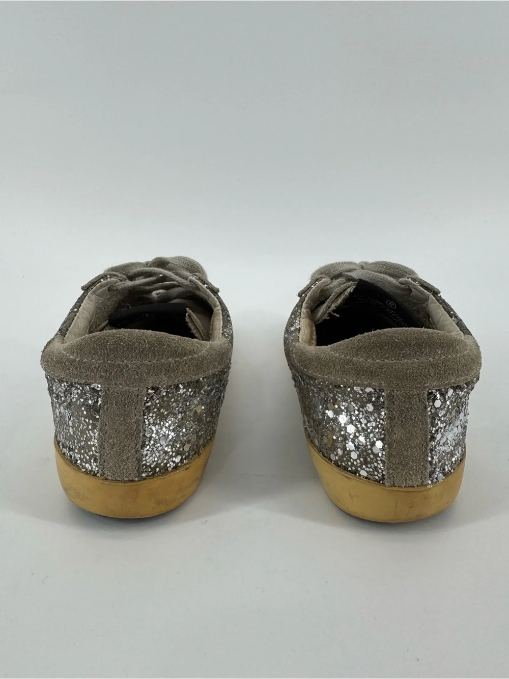 Kids Golden Goose Sparkle Lace-Up Sneaker in Silver Glitter Sequins